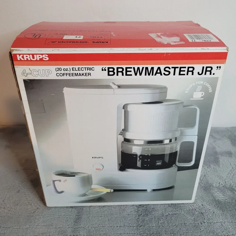 Krups Brewmaster Jr. Coffee Maker 4 Cup Model 170 White w/ Box & Reusable Filter
